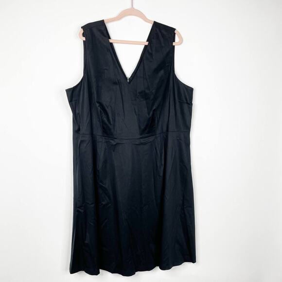 2/$30 NWT Lane Bryant Black V-Neck Sheath Dress 24 Tank Back Zip Midi #5782 - Picture 1 of 11